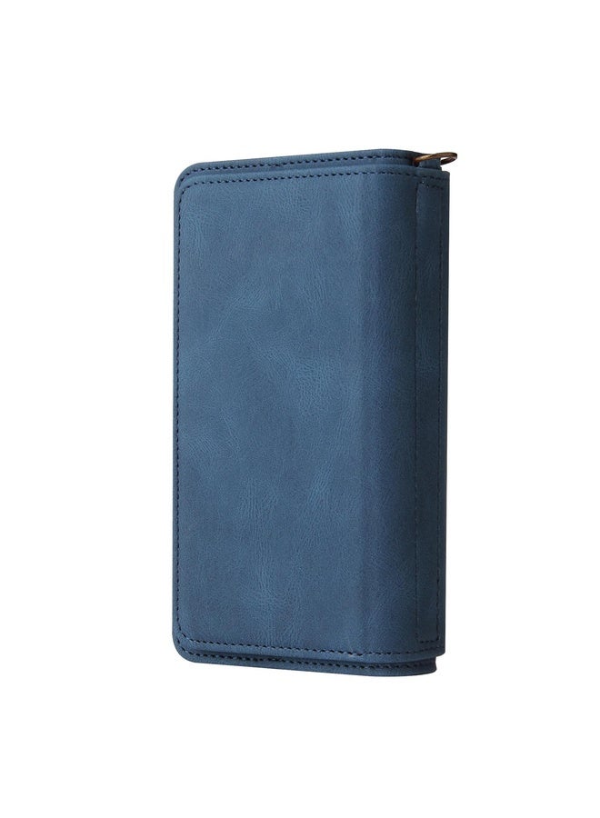 HuHa Case Cover For Samsung Galaxy A71 4G Skin Feel PU + TPU Horizontal Flip Leather Case with Holder & 15 Cards Slot & Wallet & Zipper Pocket & Lanyard(Blue) - Image 3