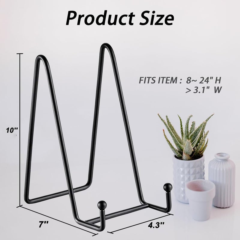 XHMAXE 2 Pack 10 Inch Plate Stand for Display, Black Metal Display Stand Holder for Books, Photos, Plates & Artwork, Adjustable Tabletop Shelf Bracket for Decorative Plates, Pictures, Platters & Collectibles - Image 2