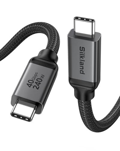 Silkland USB 4 Cable for Thunderbolt 4 40Gbps Data Sync 240W PD 31 Charging 8K5K60Hz Dual 4k Braided USB C Video Cable Compatible for MacBook iPhone 1716 SSD Docking Monitor 5FT - Image 1