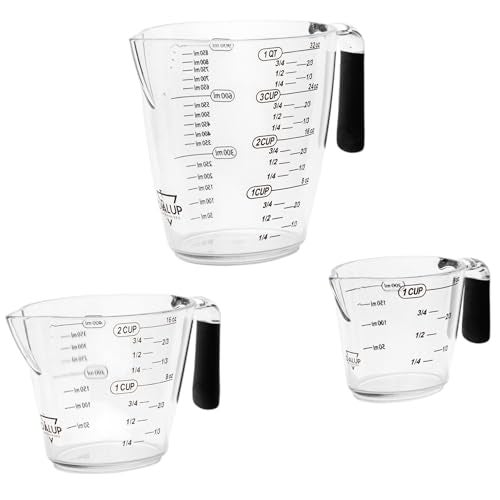Dalup Enterprises Dalup Measuring Cup Set Clear Plastic Liquid Measuring Cups 81632 oz with Spout NonSlip Handle 3Piece Plastic Measuring Cup Set for Liquids Dry Ingredients - Image 1