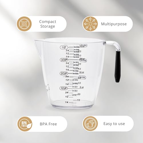 Dalup Enterprises Dalup Measuring Cup Set Clear Plastic Liquid Measuring Cups 81632 oz with Spout NonSlip Handle 3Piece Plastic Measuring Cup Set for Liquids Dry Ingredients - Image 3