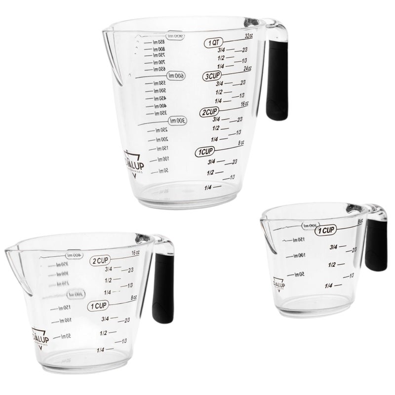 Dalup Enterprises Dalup Measuring Cup Set Clear Plastic Liquid Measuring Cups 81632 oz with Spout NonSlip Handle 3Piece Plastic Measuring Cup Set for Liquids Dry Ingredients - Image 2