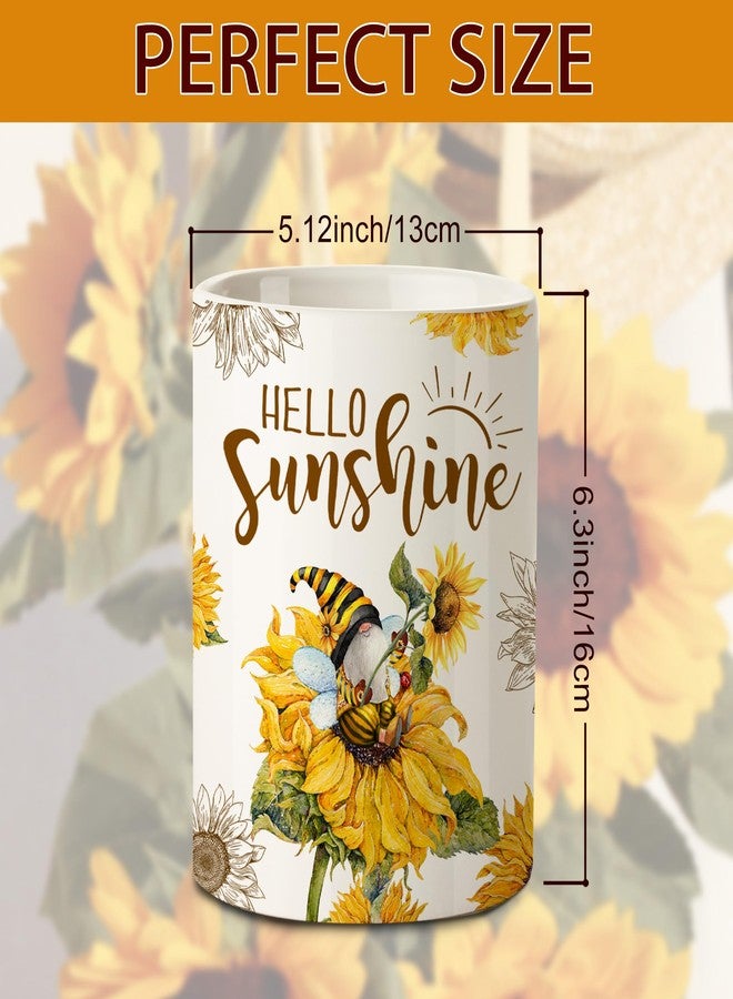 pinata Sunflower Kitchen Decor Ceramic Utensil Holder, Cute Utensil Crock, Sunflower Kitchen Utensils for Farmhouse Indoor Gnomes Decorations for Home (6.3inch) - Image 2