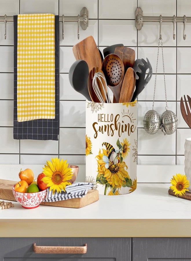 pinata Sunflower Kitchen Decor Ceramic Utensil Holder, Cute Utensil Crock, Sunflower Kitchen Utensils for Farmhouse Indoor Gnomes Decorations for Home (6.3inch) - Image 5