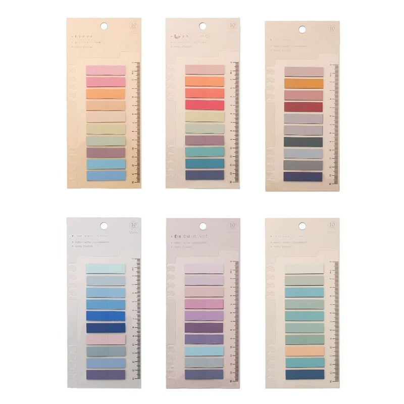 Morandi index sticker loose-leaf ruler sticky sticker PET transparent student stationery key mark message memo book 6 cards - Image 1