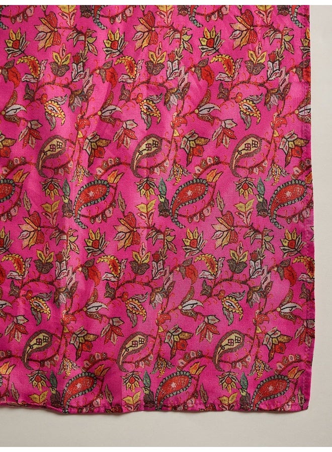 AKS Floral Printed Round Neck Kurta With Trousers  - Image 5
