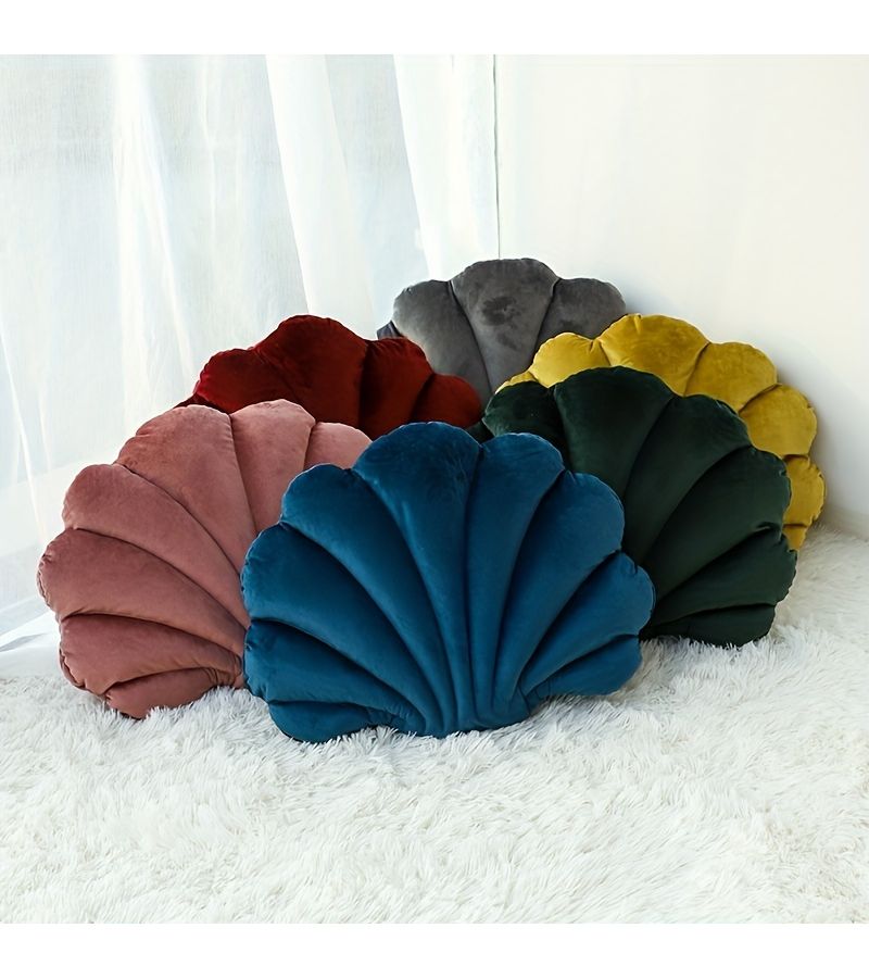 Seashell Cushion Pillow for Sofa Car Bedroom Decoration Navy Blue 11x15x4.8 Inch Comfy - Image 1
