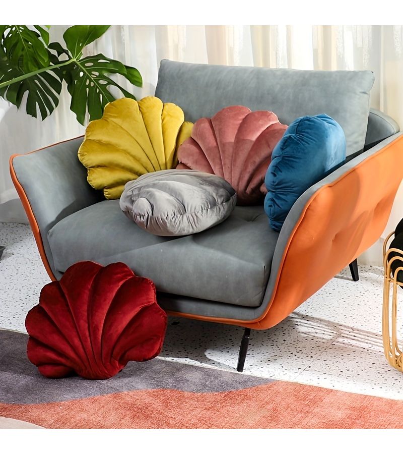Seashell Cushion Pillow for Sofa Car Bedroom Decoration Navy Blue 11x15x4.8 Inch Comfy - Image 2