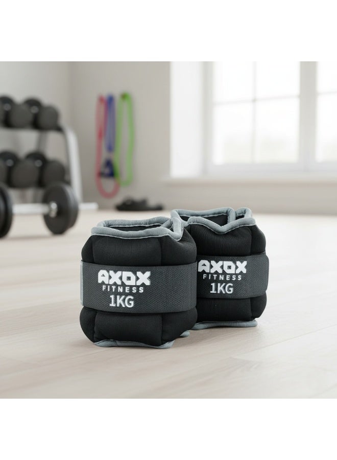 Axox Fitness Softway Wrist & Ankle Weights 1kg (Pair) -Adjustable, Comfortable Fit, Ideal for Walking, Running, Yoga & Home Workouts - Image 2
