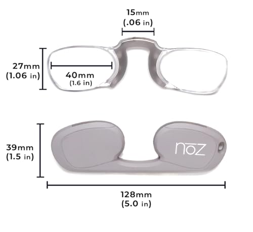Calabria Noz Nose Pinching Armless Reading Glasses +1.50 Gray Men Women Keychain Case Pocket Readers Mini Slim Thin Compact - Image 5