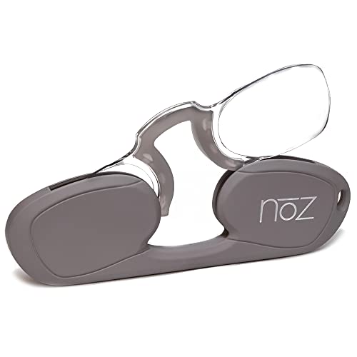 Calabria Noz Nose Pinching Armless Reading Glasses +1.50 Gray Men Women Keychain Case Pocket Readers Mini Slim Thin Compact - Image 1