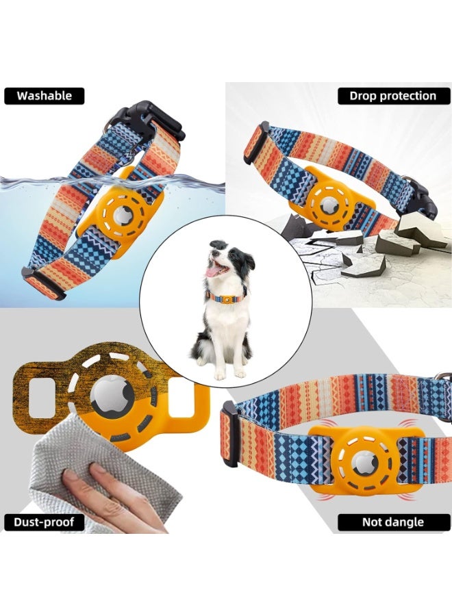 AirTag Dog Collar, Compatible with Apple, Polyester Pet Cat Puppy Collar Silicone Holder for Small, Medium, Large, and Extra Large Dogs, Bohemia Orange, S: 9.8'-15.7' Neck - Image 4
