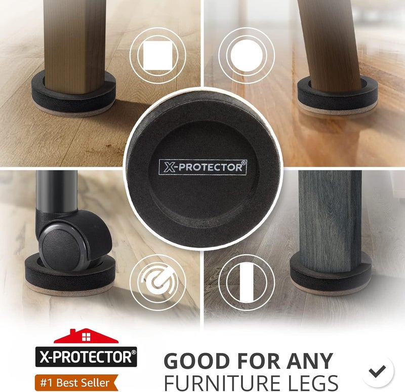 X-Protector Felt Furniture Sliders for Hardwood Floors 16 PCS 3 ½” - Furniture Slider with Unique Design - Heavy-Duty Furniture Movers for Hard Surfaces - Felt Sliders - Move Your Furniture Easily! - Image 2