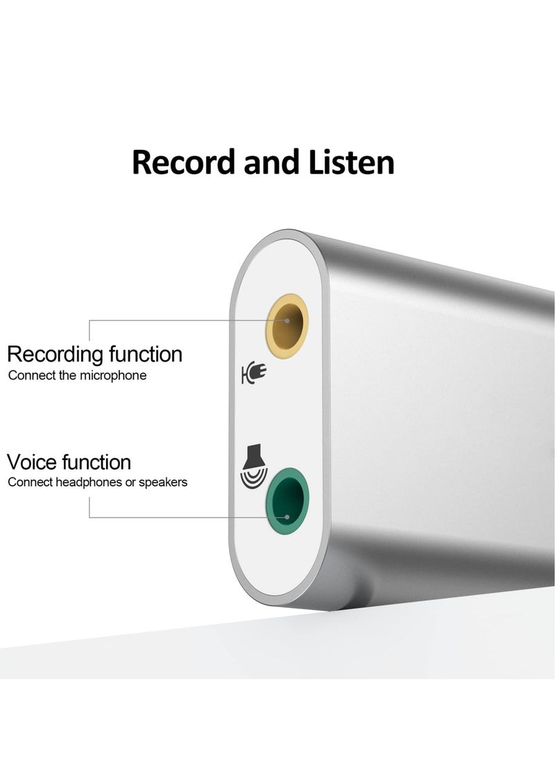 KASTWAVE USB External Stereo Sound Adapter, 7.1 Channel External Stereo Sound Card, Suitable for PS4, 3.5mm TRS TRRS Microphone Headphone, Mac, Linux, Laptop - Image 2