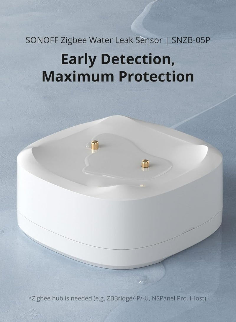 SONOFF SONOFF SNZB-05P Zigbee Water Leak Sensor Without Detection Cable for Alarm System and Smart Home Automation, Wireless Mini Flood Detector for Kitchen Bathroom Basement 1Pack  - Image 2