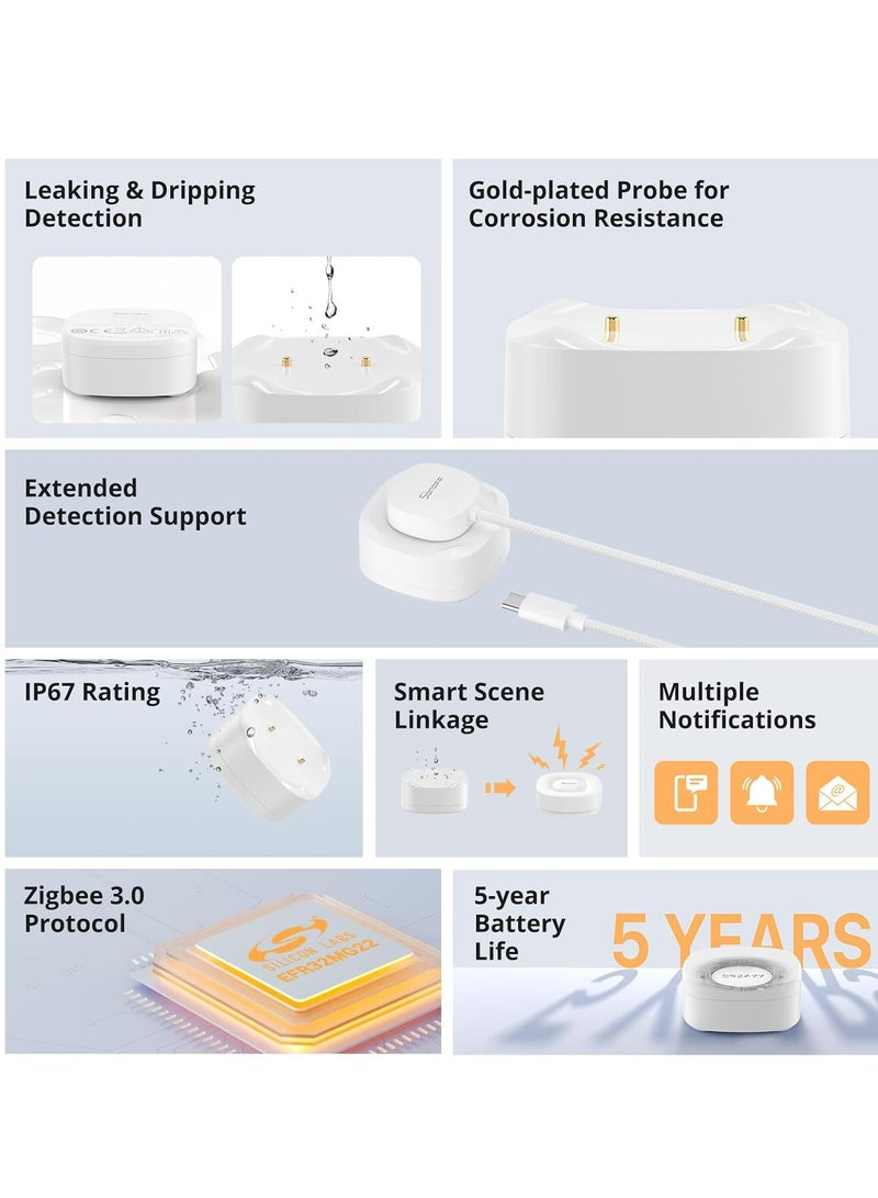 SONOFF SONOFF SNZB-05P Zigbee Water Leak Sensor Without Detection Cable for Alarm System and Smart Home Automation, Wireless Mini Flood Detector for Kitchen Bathroom Basement 1Pack  - Image 3