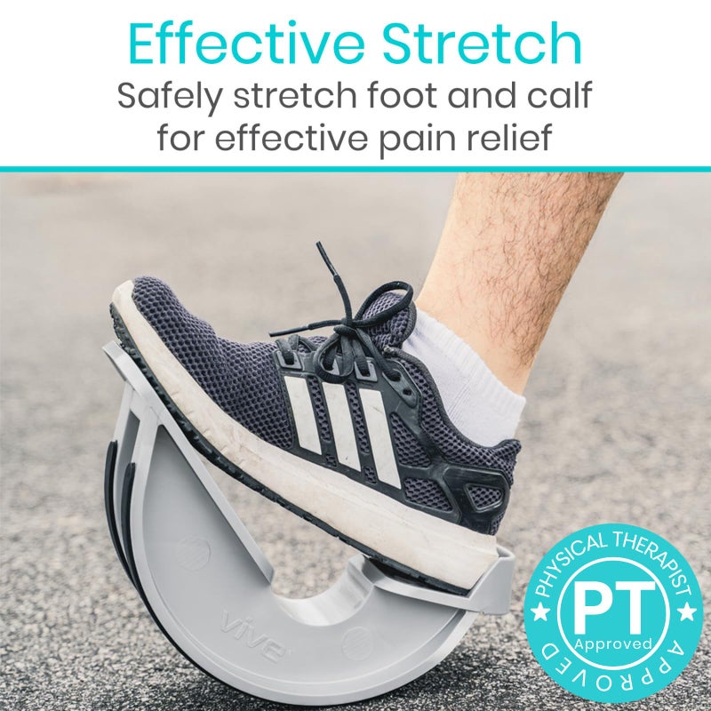 Vive Foot Rocker - Calf Stretcher for Achilles Tendinitis, Heel, Feet, Shin Splint, Plantar Fasciitis Pain Relief - Stretches Strained Leg Muscle - Ankle Wedge Stretch Improves Flexibility (Standard) - Image 2