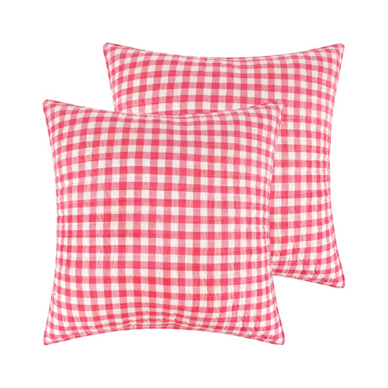 Levtex Home - Home for Christmas - Euro Shams (Set of 2) - Red and Cream - (26x26in.), No Insert - Cotton/Polyester - Image 1