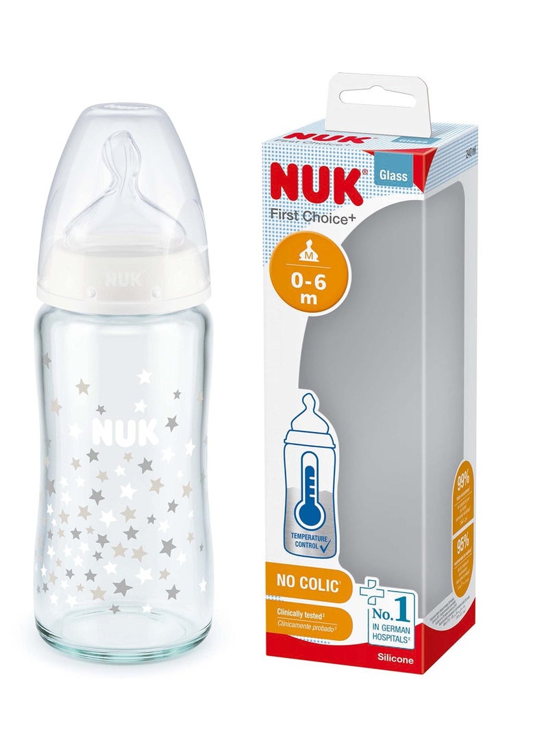 NUK first choice+ glass Baby Bottle 0-6 Months 240ml - Image 1