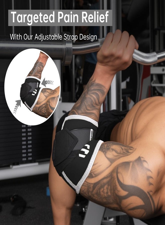 M MANUEKLEAR MANUEKLEAR Adjustable Compression Elbow Wraps for Weightlifting(1 Pair), Elbow Sleeves Weightlifting Men with Compression Band, 5mm Neoprene Elbow Strap for Weight Lifting and Bench Press - Image 3