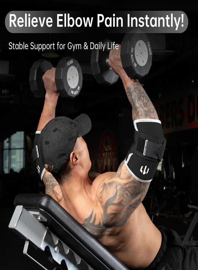 M MANUEKLEAR MANUEKLEAR Adjustable Compression Elbow Wraps for Weightlifting(1 Pair), Elbow Sleeves Weightlifting Men with Compression Band, 5mm Neoprene Elbow Strap for Weight Lifting and Bench Press - Image 2
