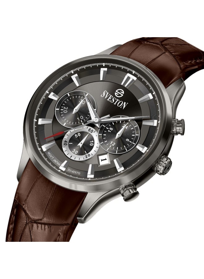 سيفيستون ساعة Sveston Zentro للرجال بحزام من الجلد وقرص مقاس 40 مم، تتناسب بشكل مثالي مع علبة ساعة فاخرة لإضفاء لمسة من الأناقة. - Image 1