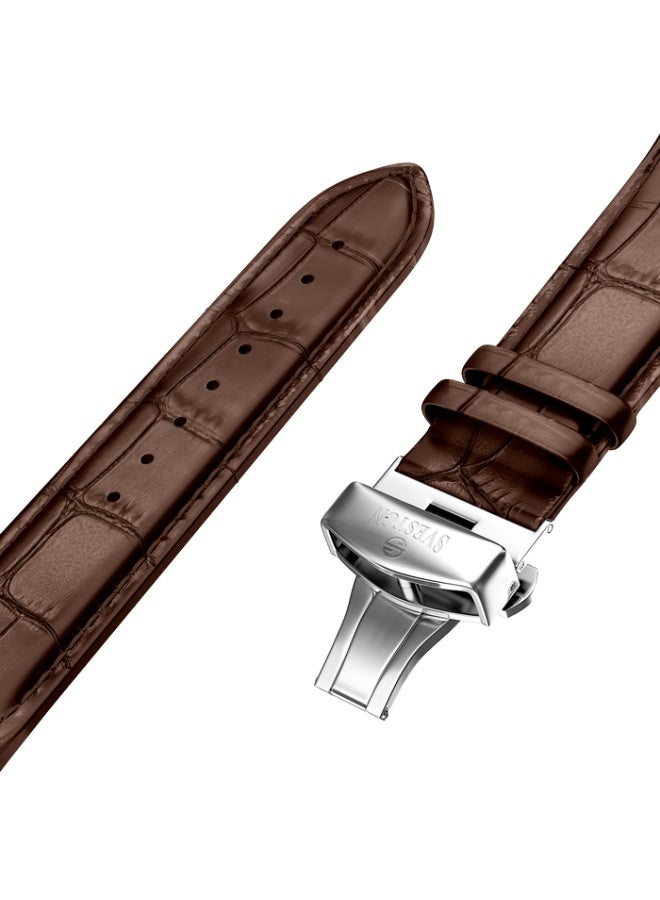 سيفيستون ساعة Sveston Zentro للرجال بحزام من الجلد وقرص مقاس 40 مم، تتناسب بشكل مثالي مع علبة ساعة فاخرة لإضفاء لمسة من الأناقة. - Image 3