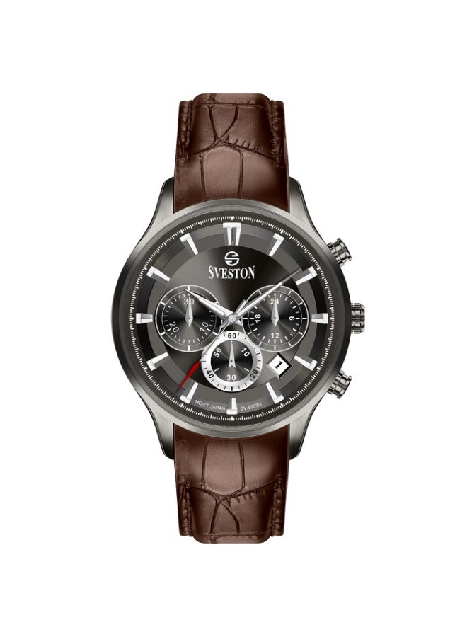 سيفيستون ساعة Sveston Zentro للرجال بحزام من الجلد وقرص مقاس 40 مم، تتناسب بشكل مثالي مع علبة ساعة فاخرة لإضفاء لمسة من الأناقة. - Image 2