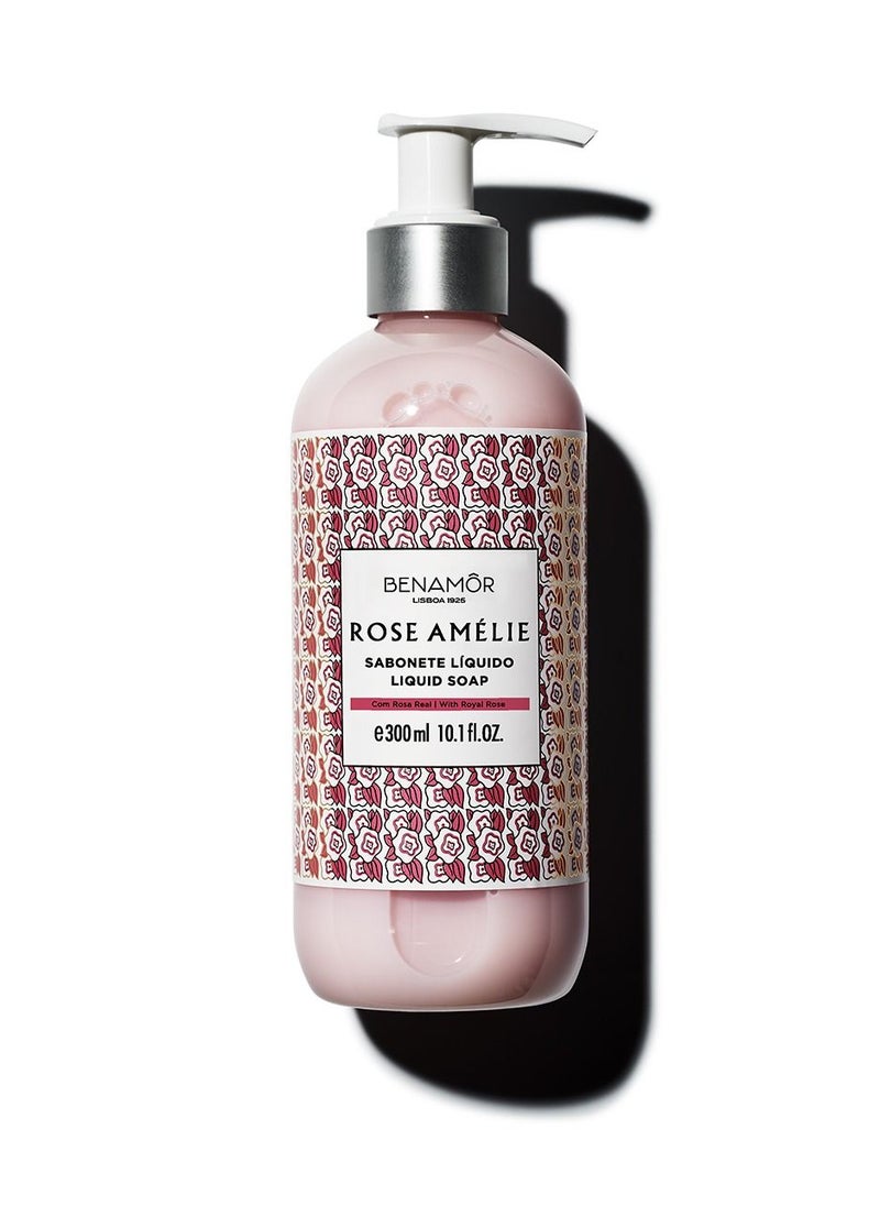 BENAMÕR Benamor Rose Amelie The Original Liquid Soap Liquid Soap with Argan Oil Aloe Vera and Shea Butter Moisturising Softening Hand Wash Rose Scented Hand Soap Paraben Free Vegan 300ml  - Image 1