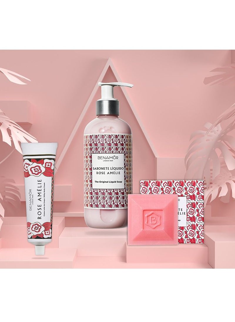 BENAMÕR Benamor Rose Amelie The Original Liquid Soap Liquid Soap with Argan Oil Aloe Vera and Shea Butter Moisturising Softening Hand Wash Rose Scented Hand Soap Paraben Free Vegan 300ml  - Image 4