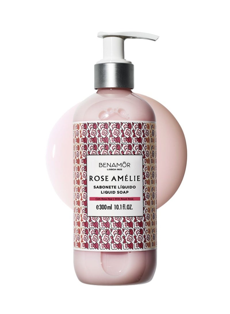 BENAMÕR Rose Amelie Liquid Soap – Moisturising Hand Wash with Argan Oil, Shea Butter & Aloe Vera – Softening Rose-Scented Hand Soap, Paraben Free, Vegan – 300ml - Image 1