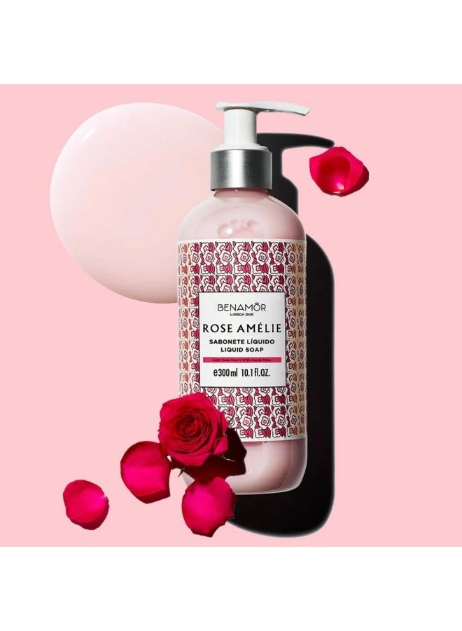 BENAMÕR Rose Amelie Liquid Soap – Moisturising Hand Wash with Argan Oil, Shea Butter & Aloe Vera – Softening Rose-Scented Hand Soap, Paraben Free, Vegan – 300ml - Image 2