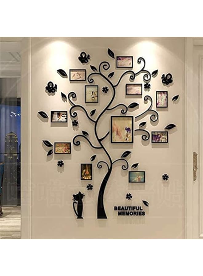 Raxoom 3D Tree Decal Acrylic Photo Album For Wall Tree Shape Decoration Stickers Home Decor Wall Poster Hanging (Color : Black) - Image 1
