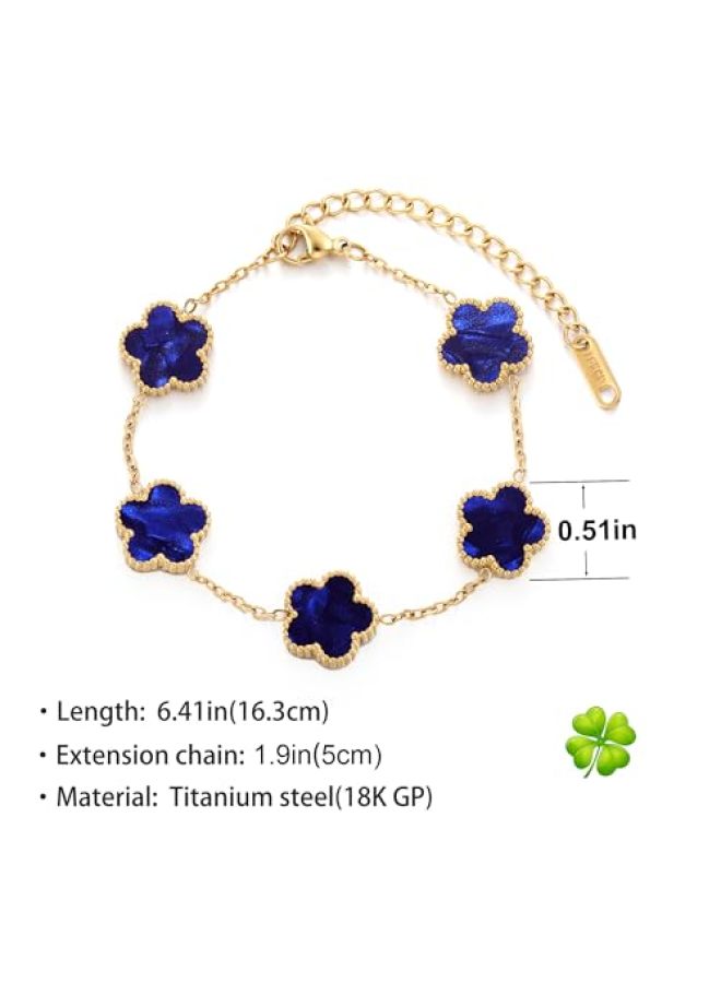 TICVRSS Van Cleef Four Leaf Clover Bracelet for Women 18K Gold Plated Black Stainless Steel Lucky 4 Leaf Link Bracelet Jewelry Gift for Women - Image 2