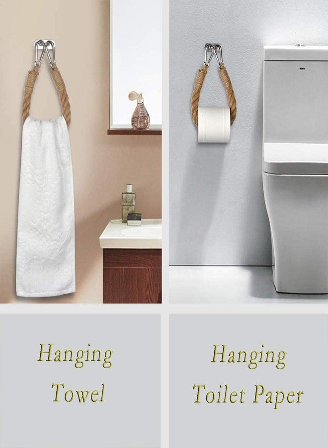 Amerla 2 Piece Nautical Rope Toilet Paper Holder Vintage Wall-Mounted Towel Rack Ocean Beach Bathroom Home Decor - Image 5