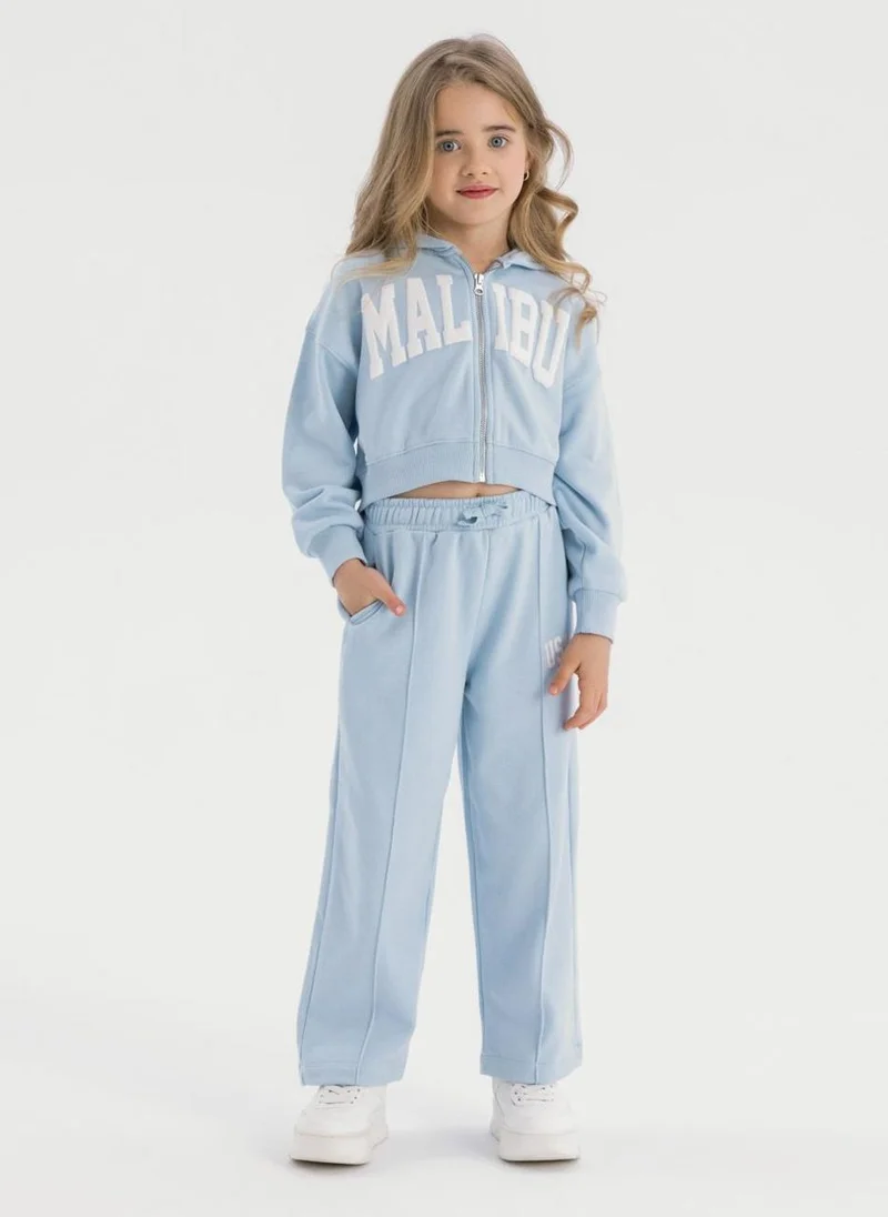 مينوتي Teen Girls Cropped Zip Through Hoodie and Wide Leg Jogger Set