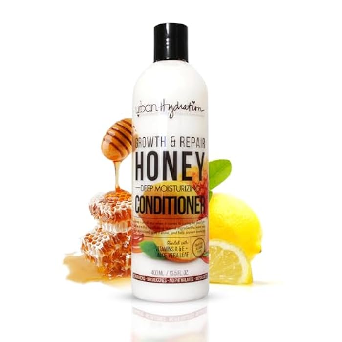 Urban Hydration Honey & Lemon Growth & Repair Deep Moisturizing Conditioner -Strengthens, Hydrates, Controls Frizz & Enhances Shine - Sulfate & Paraben Free - Safe for All Hair Types, 13.5 FL Oz - Image 1