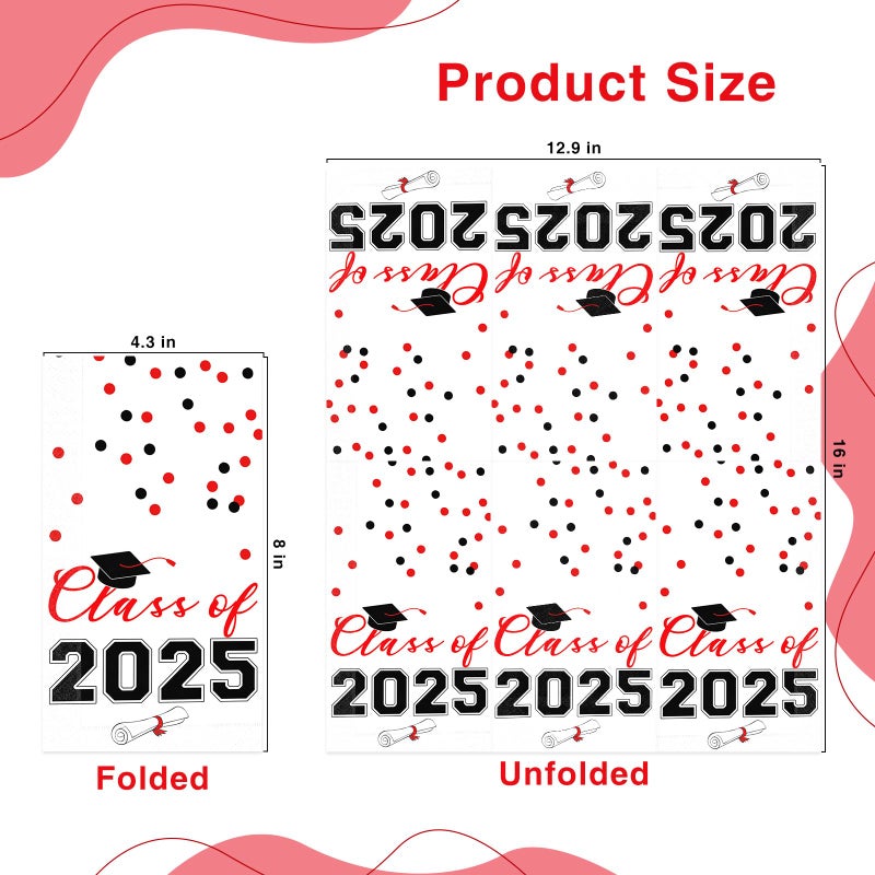 Tbsone 2025 Graduation Disposable Paper Napkins  Guest Dinner Hand Towels for College School Grad Class Congrats Celebration  Cocktail Party Decorations (80  Red & Black) - Image 2