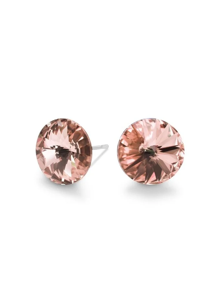 Seona Seona Mila 8mm Crystal Stud Earrings for Women – Hypoallergenic Stainless Steel Earrings, Lightweight Rivoli Crystal Jewelry for Women, Stylish Stud Jewelry for Everyday Wear - Vintage Rose