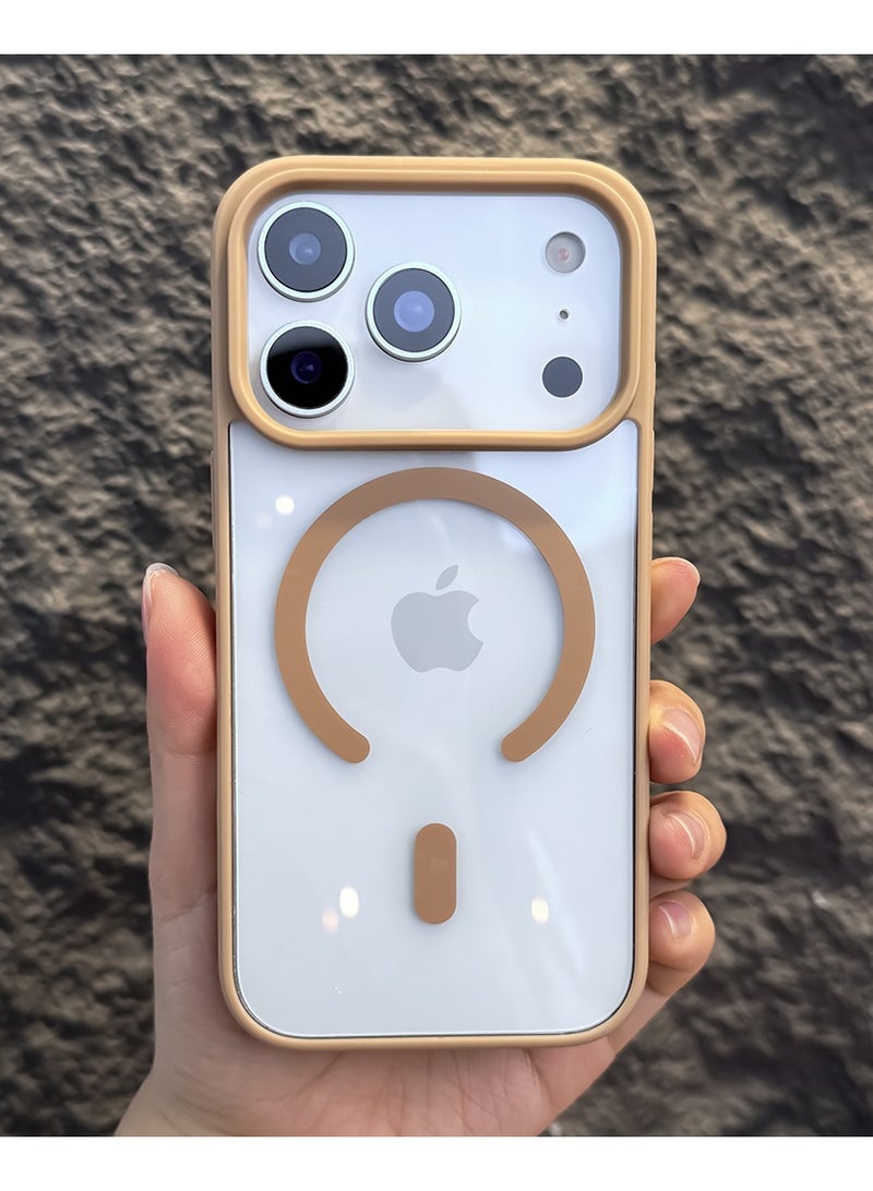 iPhone 17 Pro Max Magsafe Transparent with Desert Bumper Case - N52 Stronger Magnets - Image 1