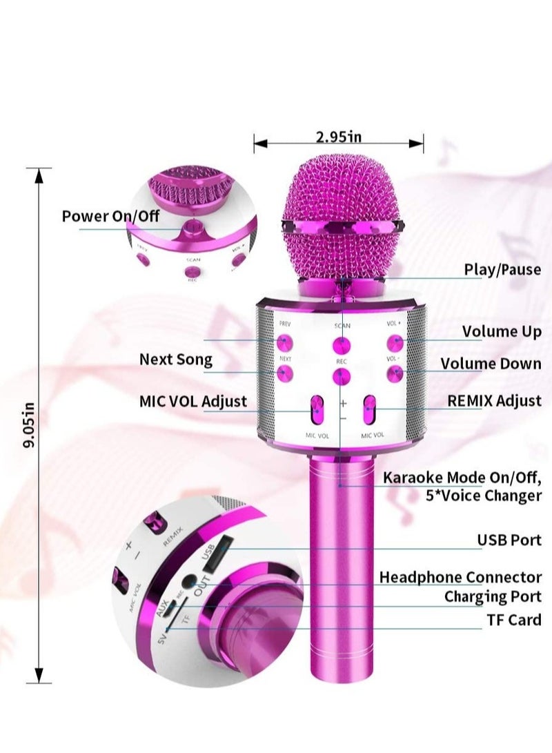 Wireless Bluetooth Karaoke Microphone, Rechargeable Kids Microphone Karaoke Machine,Professional Handheld Karaoke Mic Speaker Home KTV Kids Birthday Party - Best Gifts for Kids Adults (Pink) - Image 4