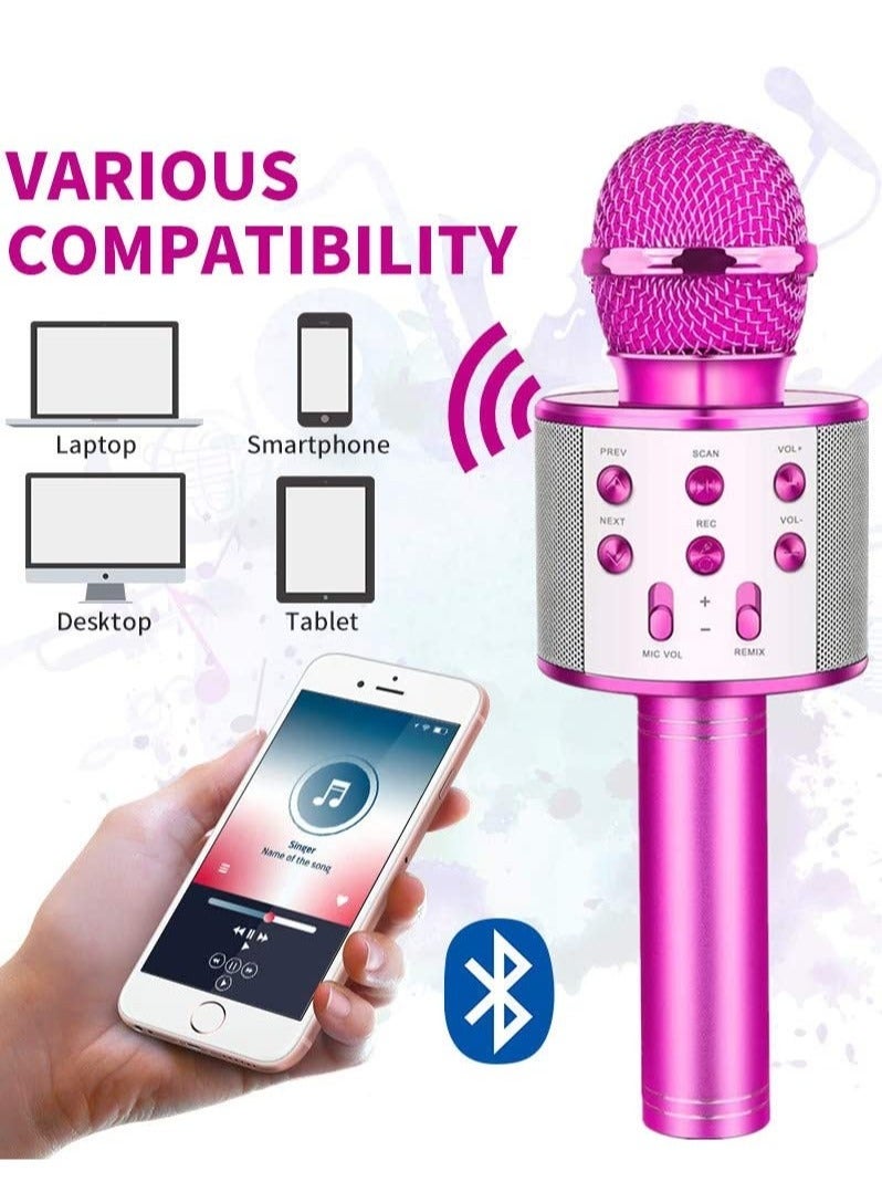 Wireless Bluetooth Karaoke Microphone, Rechargeable Kids Microphone Karaoke Machine,Professional Handheld Karaoke Mic Speaker Home KTV Kids Birthday Party - Best Gifts for Kids Adults (Pink) - Image 5