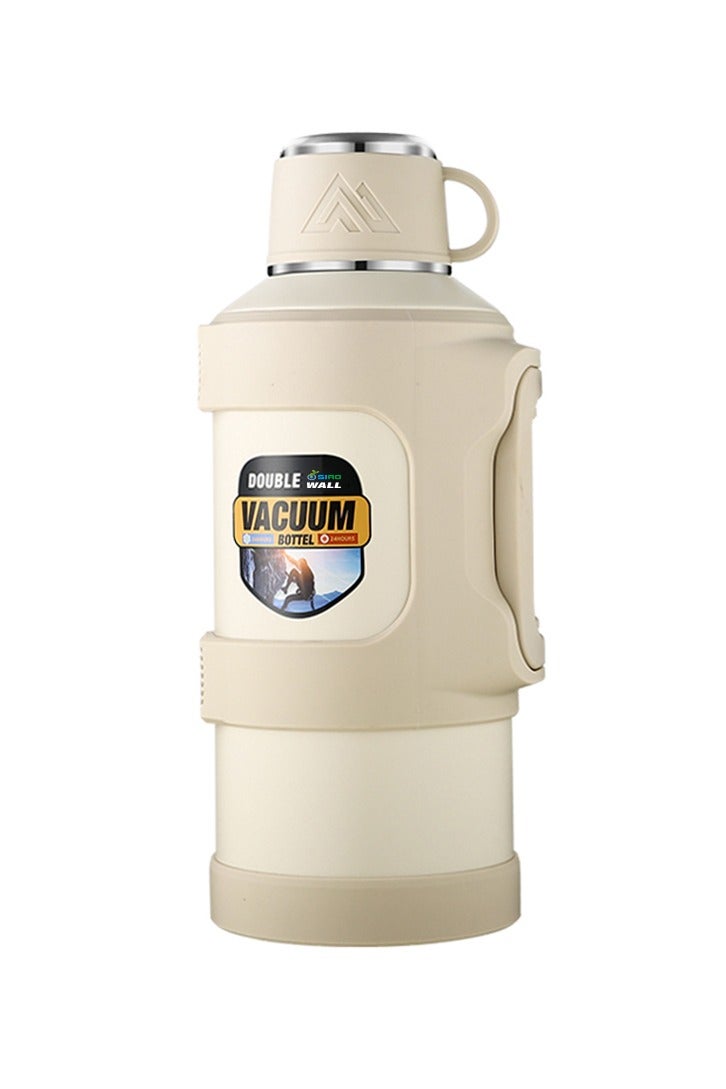 SIRO A Large-Capacity 5000ml Gray-White Thermos Bottle, with an Inner Tank Made of SUS316 Stainless Steel, Featuring Heat and Cold Retention Capabilities. It Is Equipped with a Separate Tea Compartment, Which Can Be Used to Brew Tea, Make Coffee, and Prepare Various Other Ingredients. The Thermos Has Foldable Double Handles—Compared with a Single Handle, It Offers a More Comfortable Grip. It Is Suitable for Multiple Scenarios Such as Outdoor Activities, Travel, In-Car Use, Fishing, Home Use, and Construction Sites, and Can Also Serve as a Hot Water Container. - Image 2