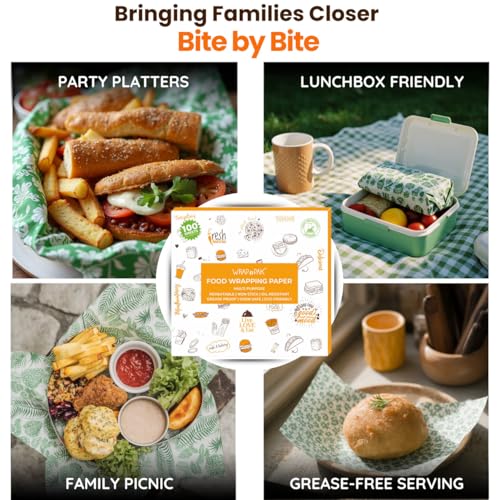 WRAP n PAK Food Wrapping Paper Sheets (100 Sheets, 11×12 Inch, Twin Tone) | Food Grade, FDA Approved | Oil Resistant, Non-Soggy Parchment Paper | Ideal for Roti, Chapati, Burger, Pizza & Sandwich Wrapping - Image 4