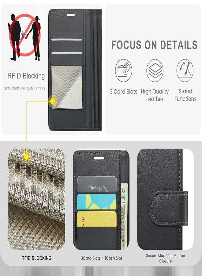 FLIPALM Compatible with Samsung Galaxy A16 5G Wallet Case with RFID Blocking Credit Card Holder, PU Leather Folio Flip Kickstand Protective Shockproof Cover Women Men for Samsung A16 Phone Case (Black) - Image 3