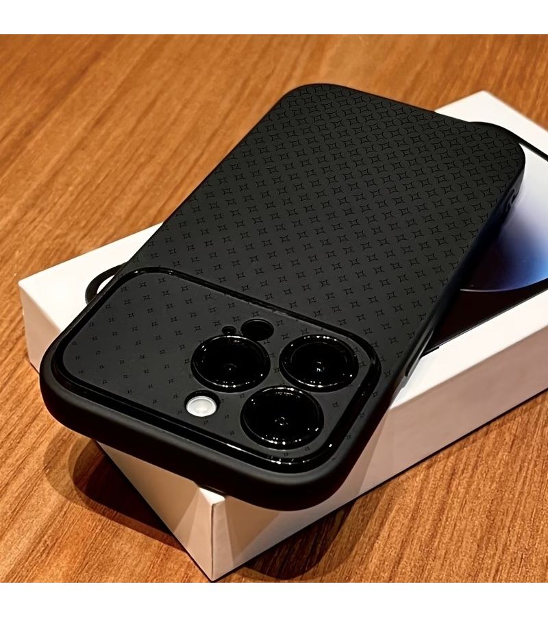 غلاف هاتف ماتي واقي من الصدمات بخلفية نافذة نجمية خط أسود غير لامع لـ iPhone 15 Pro Max - Image 1