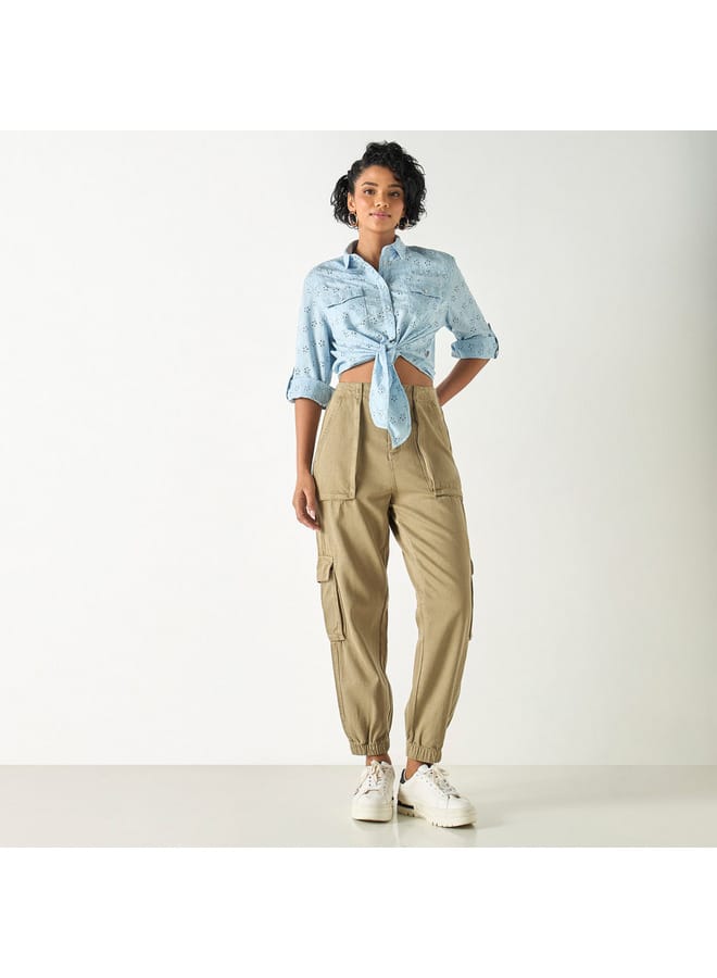 Lee Cooper Lee Cooper All-Over Embroidered Shirt with Roll-Up Sleeves  - Image 2