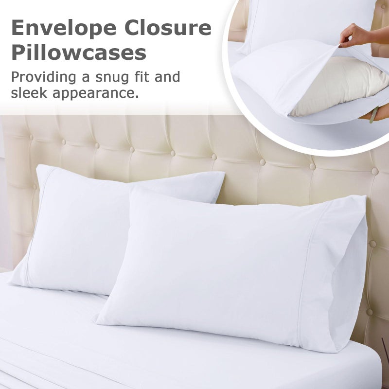 Homilay Twin Size Bed Sheet Set - 3 Piece Soft Microfiber Sheets with Deep Pockets, Cooling Technology, and Wrinkle-Free Pillowcase. Hotel-Quality, Durable Bedding, Brilliant White - Image 5