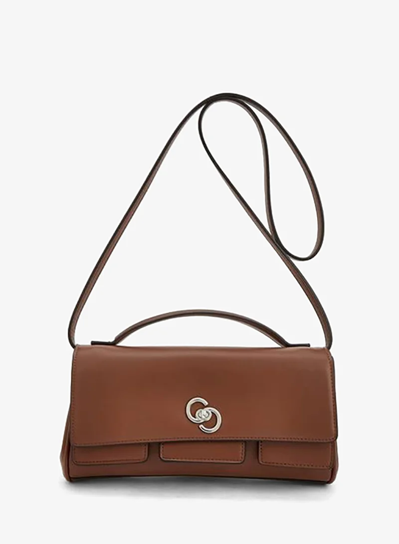 Solid Crossbody Bag With Strap Handle