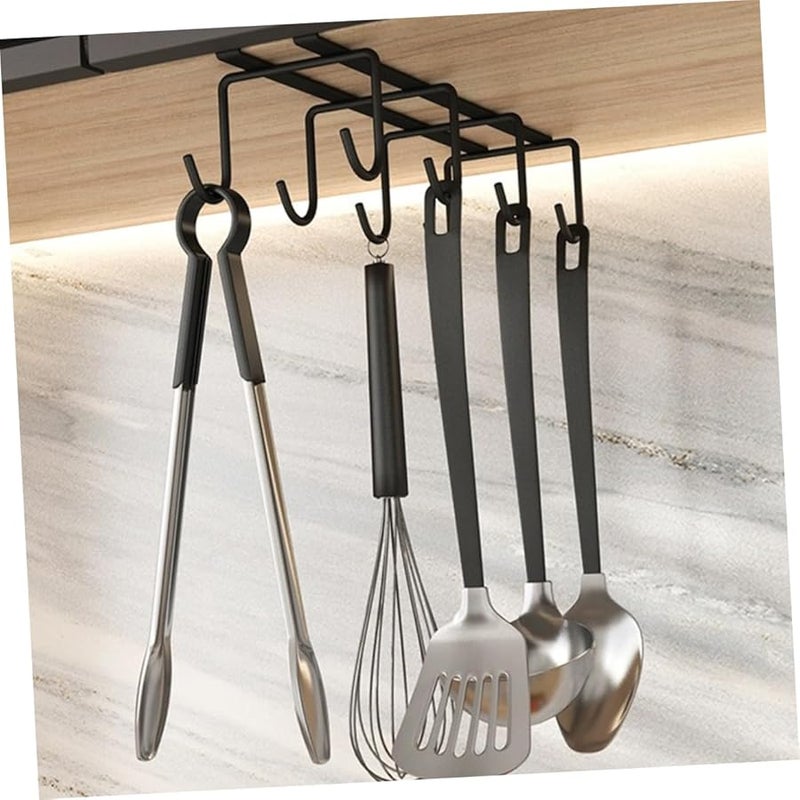 Black Under Cabinet Mug Holder Rack 8 Hooks Space Saving Cup Organizer - Image 5